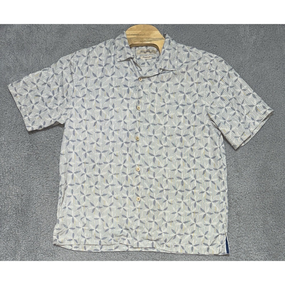 Tommy Bahama Island Zone Button Up Short Sleeve Shirt Silk Blend Mens L Floral
